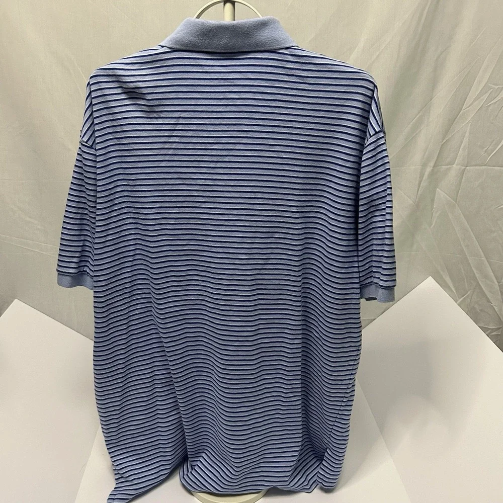 Polo‎ Ralph Lauren Polo Shirt Men's XL Blue Striped Short Sleeve Yellow Pony